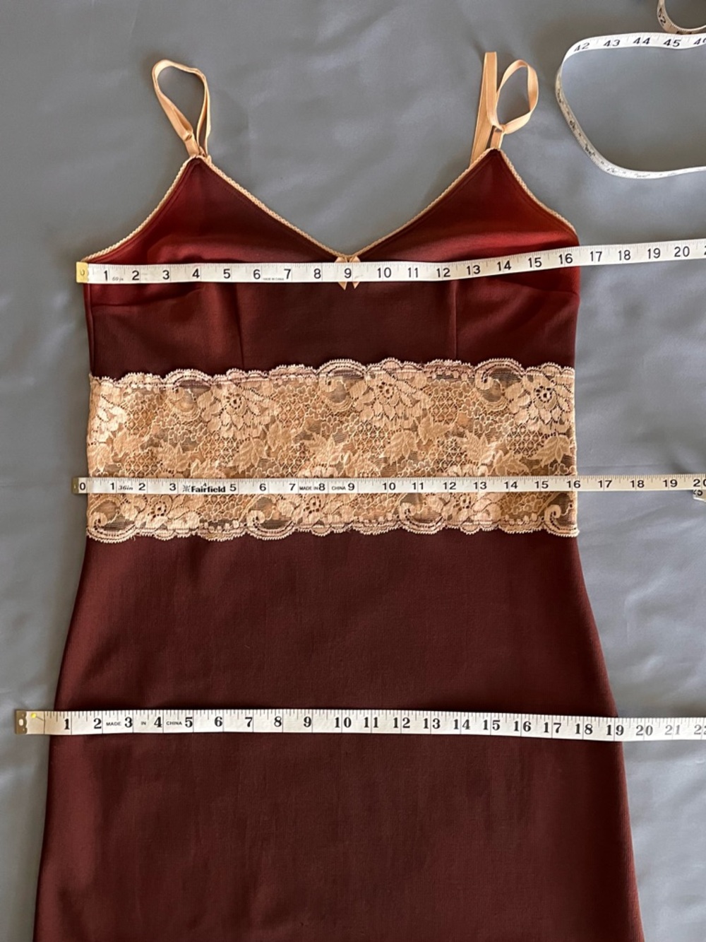 Vintage 90s D&G - Brown Slip Dress with Tan Lace Trim - 46 IT / U.S. 10 - Picture 14 of 16